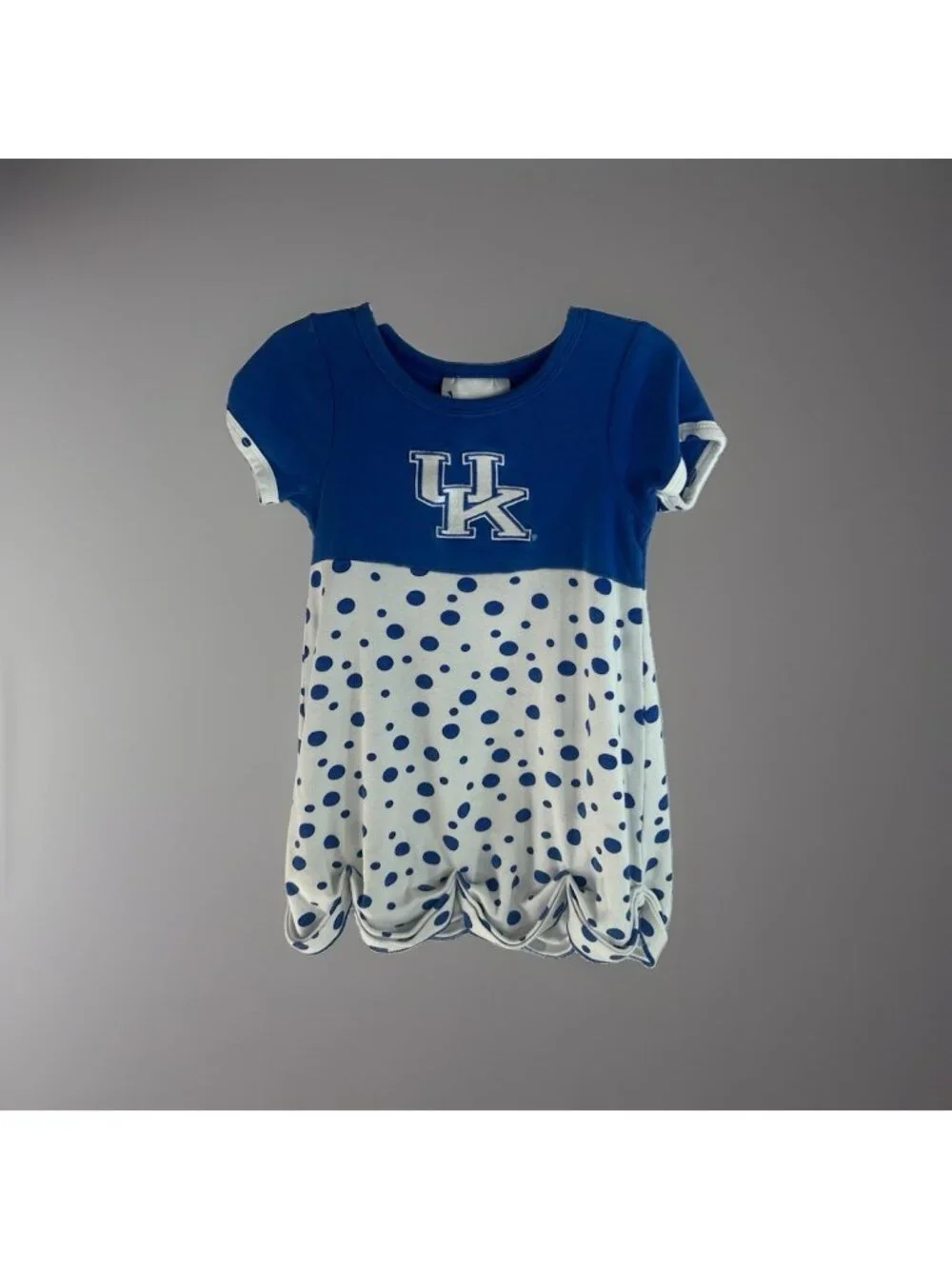 NCAA Kentucky Wildcats Blue Polka Dot Scallop Top UK Logo Two Feet Ahead Size 3+
